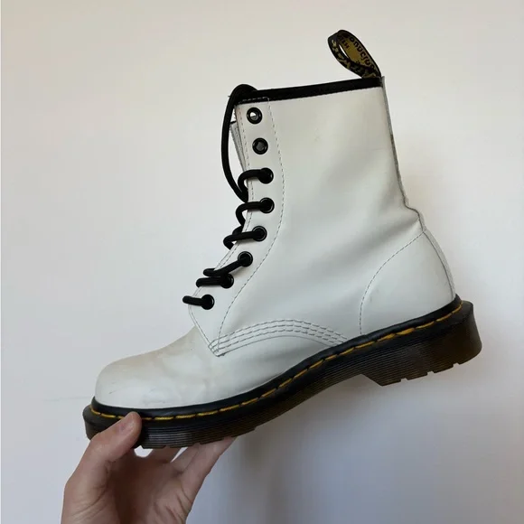 Dr. Martens White Leather Boots - Picture 2 of 6